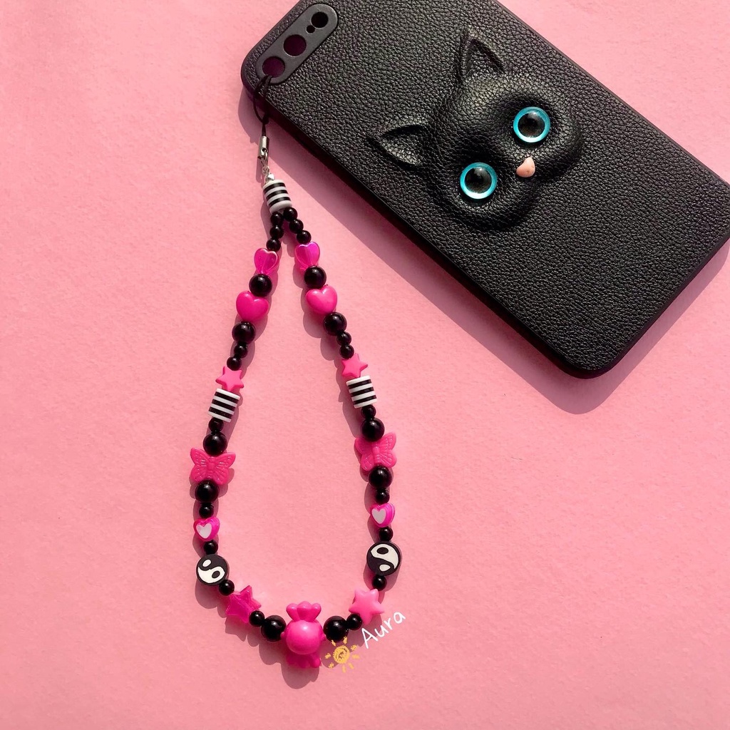 Dây đeo điện thoại Black Pink Handmade  Aura