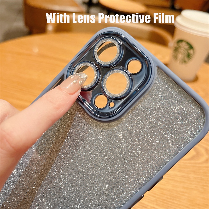 Ốp Điện Thoại Silicon Cứng Chống Sốc Mạ Kim Tuyến Sang Trọng Cho iPhone 14 Plus 13 12 11 Pro MAX XR XS MAX