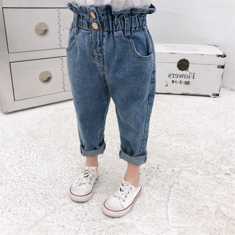 Quần Jean Denim Lưng Thun Cho Bé Gái