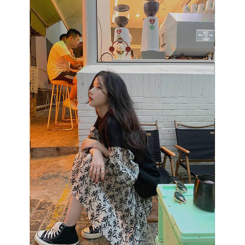 Đầm Thiết Kế Giả Hai Lớp Phối Ren Phong Cách Pháp Mới