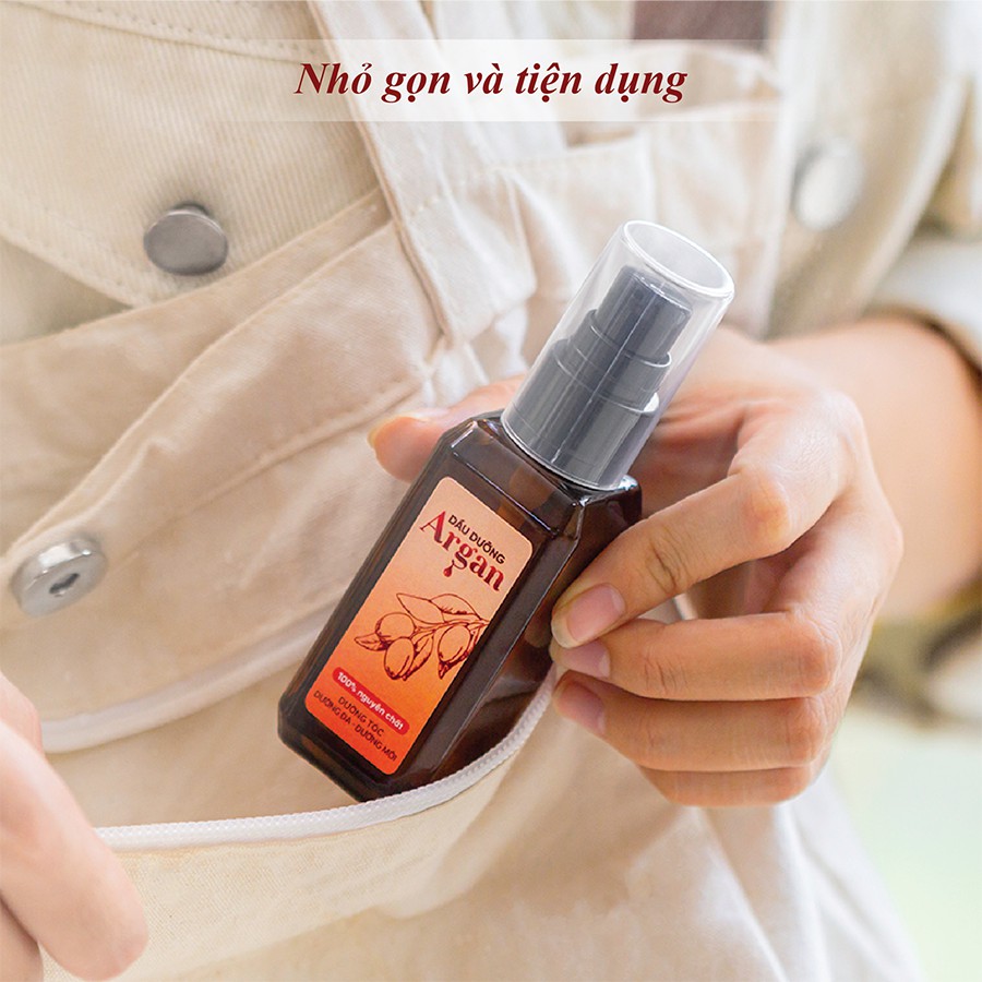 Dầu dưỡng tóc Argan nguyên chất 100% - Dầu dưỡng tóc chắc khỏe, dưỡng tóc mềm mại và suôn mượt tự nhiên