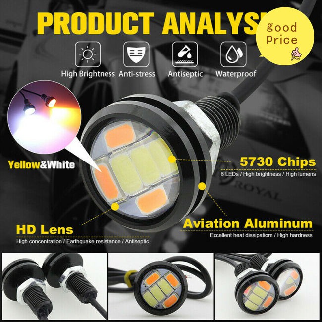 Super Bright Lens High Power Daytime Running Led 6smd Eye 4014 23mm Light 10pcs Eagle Car