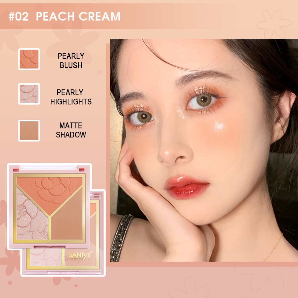 [Hàng mới về] Bảng Phấn Bắt Sáng Saniye E0335 Trang Điểm Tạo Khối Đa Năng 3 Trong 1 Tiện Dụng | BigBuy360 - bigbuy360.vn