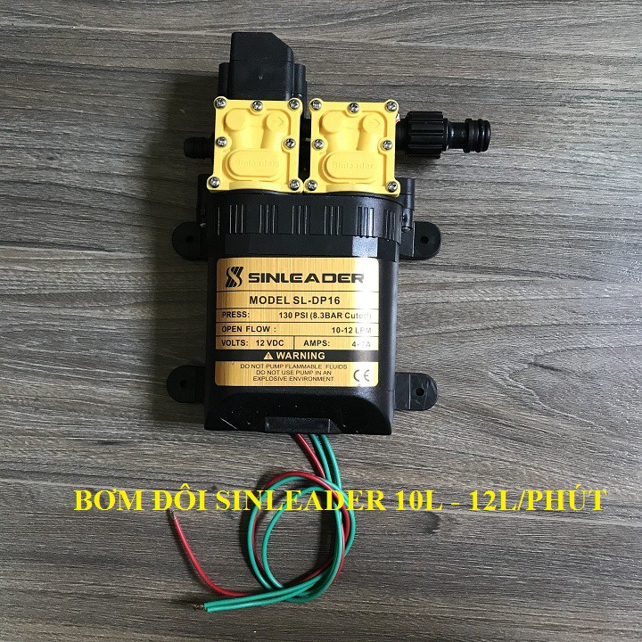 Máy bơm nước đôi mini 12v phun sương, rửa xe áp lực cao tự ngắt - máy bơm đôi tăng áp mini 12v Sinleader