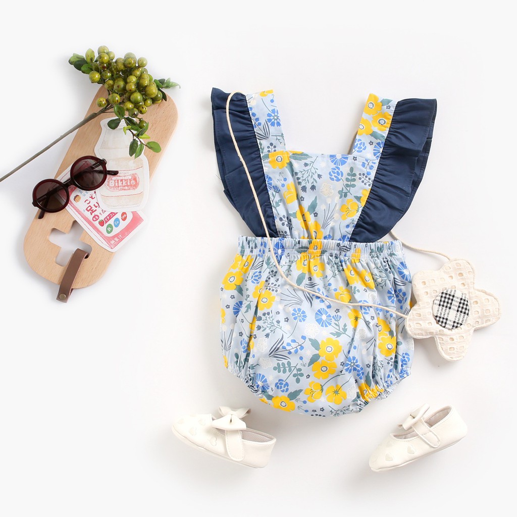 Sanlutoz Bộ Áo Liền Quần In Hoa Thời Trang Mùa Hè Cho Bé Gái