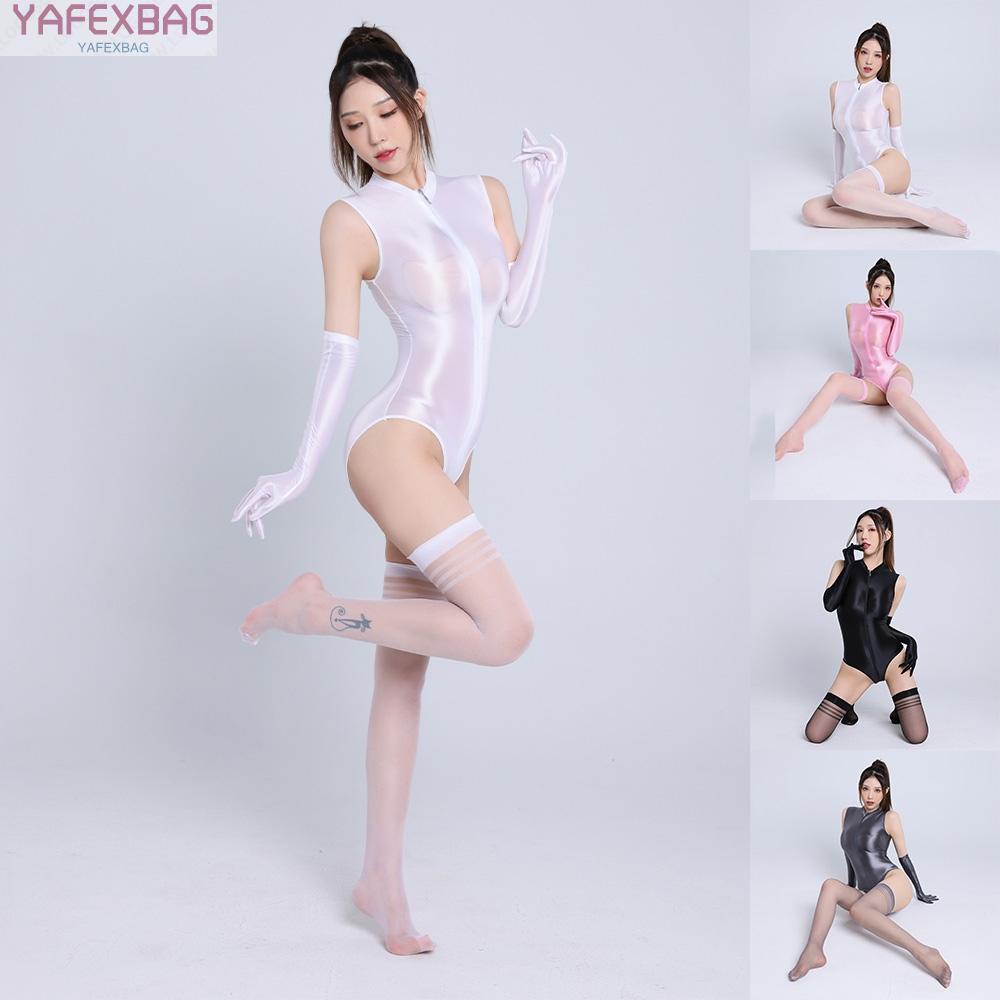 Womens Bodysuit Jumpsuit Pantyhose Rompers SET Shiny Silky Soft Tights