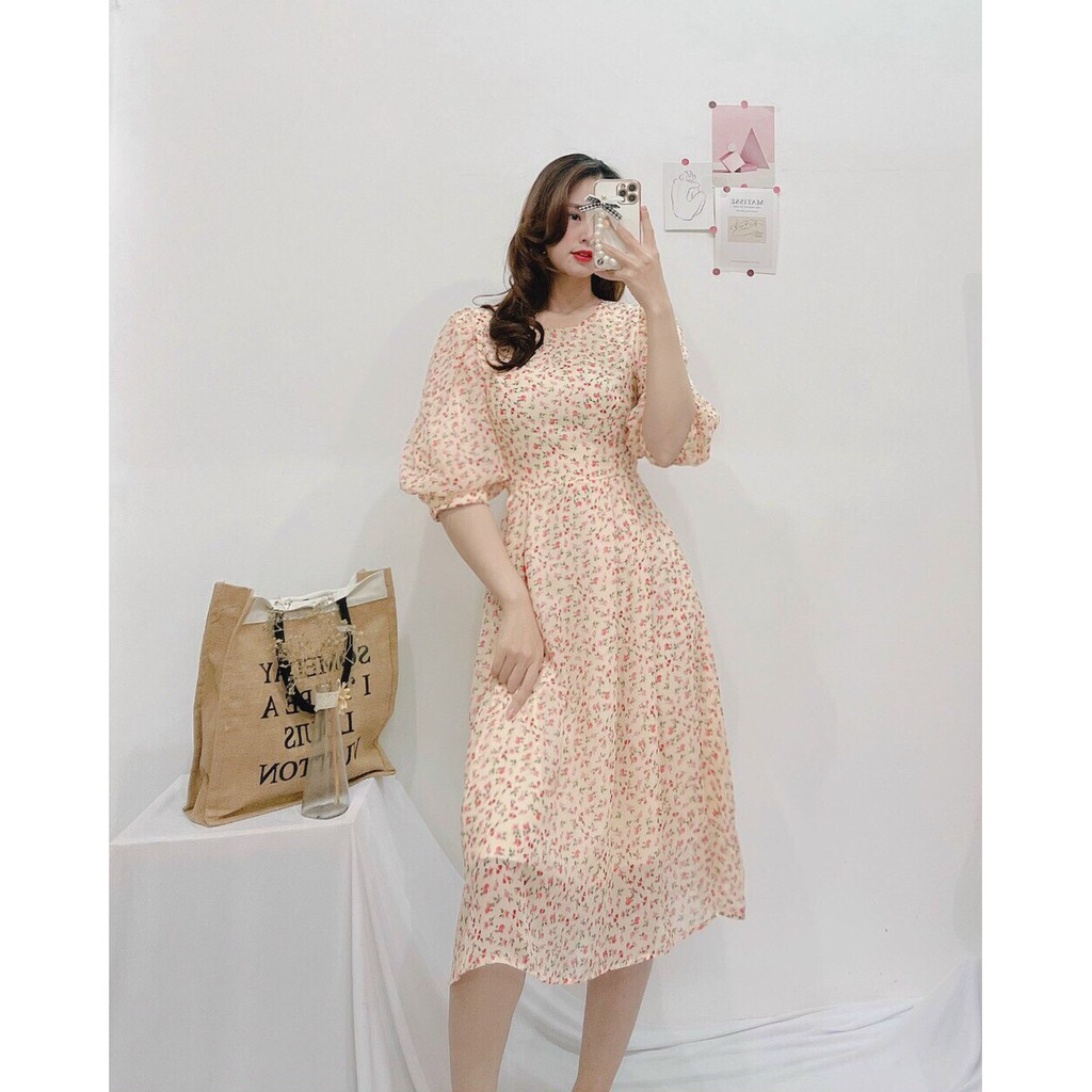 ĐẦM HOA VOAN TẾT TAY PHỒNG TO DÁNG DÀI -hình thật shop chụp | BigBuy360 - bigbuy360.vn