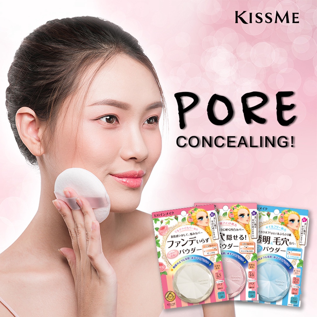Phấn phủ nền trong suốt không trôi KISSME Heroine Make Long Stay Powder Clear 5g
