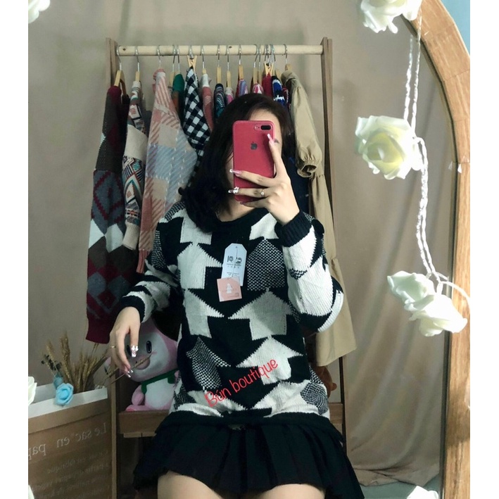 Áo len Hàn hoạ tiết Vintage | BigBuy360 - bigbuy360.vn