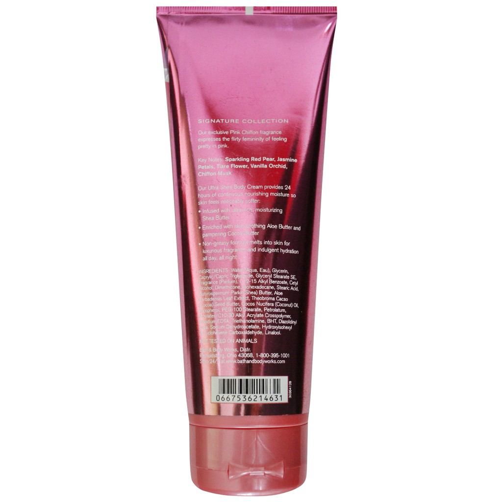 Kem dưỡng ẩm cơ thể Bath &amp; Body Works Pink Chiffon Ultra Shea Body Cream 226g (Mỹ)
