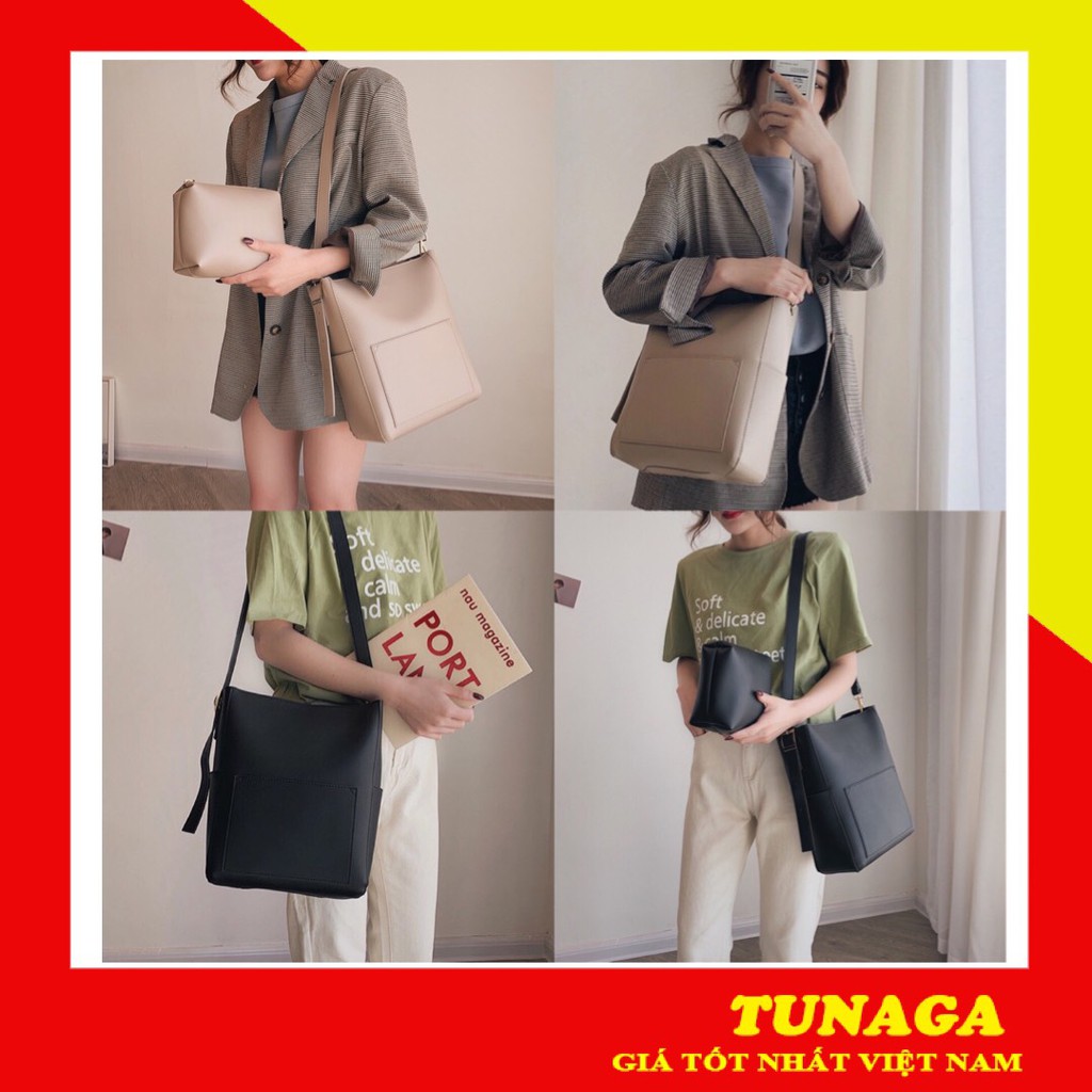 [TÚI TOTE] Túi Tote Da Trơn, Set 2 Túi Công Sở Đeo Chéo Đựng Vừa A4-Dành Cho Nữ Thanh Lịch Sang Trọng