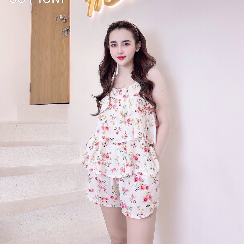Đồ Mặc Nhà, Bộ Ngủ Nữ Đùi, Áo Dây 2 Tầng Sexy Họa Tiết Dễ Thương Chất Tole Lanh Mát, Mịn, Không Nhăn, YENBEAUTY MN11000 | BigBuy360 - bigbuy360.vn