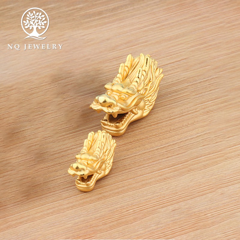 Charm bạc đầu rồng bạc mạ vàng xỏ ngang - NQ Jewelry