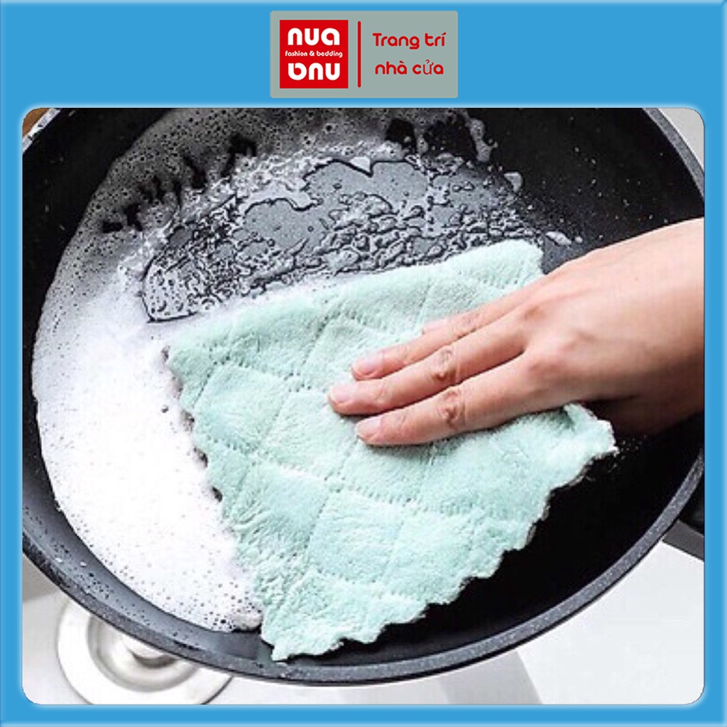 [ COMBO 10 ] Khăn lau đa năng Nua fashion &amp; bedding lau bếp bát đĩa cốc chén hai mặt thấm nước chống dính dầu mỡ