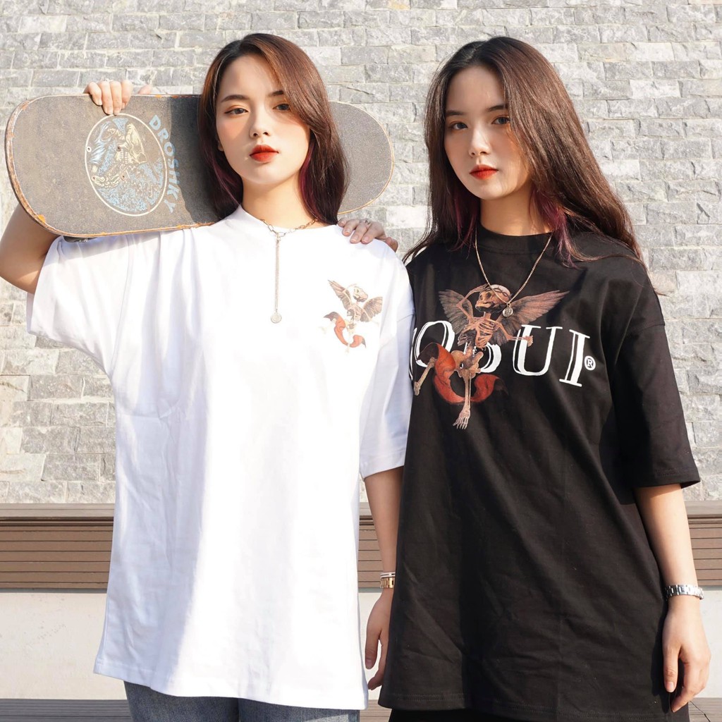ÁO THUN TAY LỠ BO BỤI NAM NỮ CHẤT LIỆU COTTON PHA FULL TAG LOGO - GIN STORE