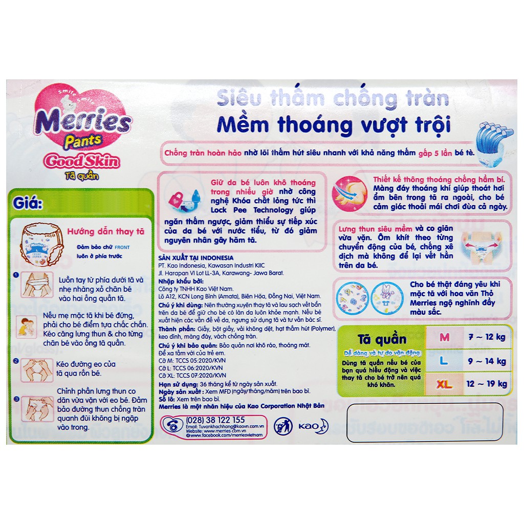 Bỉm / Tã quần Merries Good Skin size M 50 miếng (cho bé 7 - 12kg)