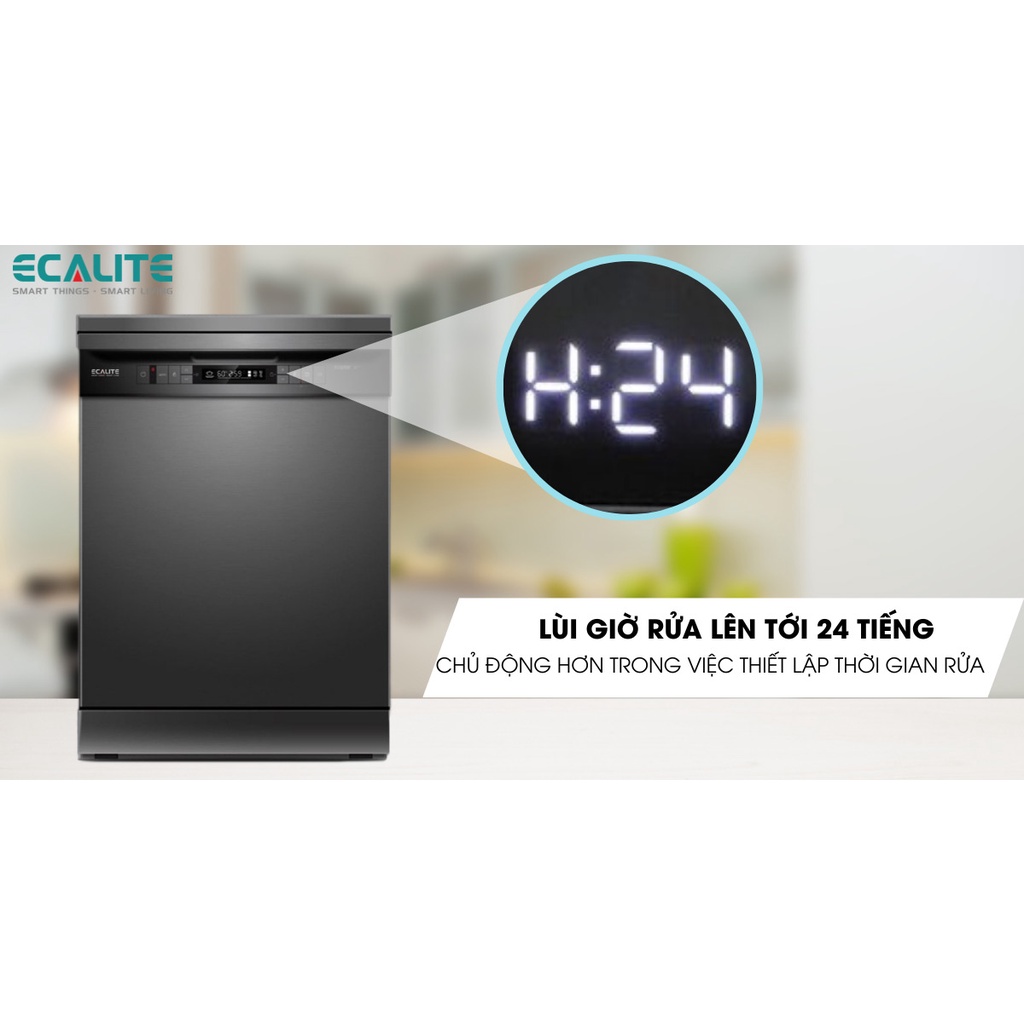 Máy Rửa Chén Độc Lập Ecalite EDW-JA6014ABUV - Màu Đen