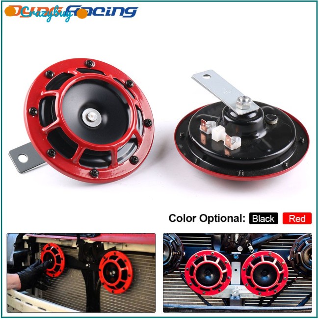 Set 2 Kèn Hơi Điện 12V 115dB Hella Chuyên Dụng Cho Xe Mô Tô / Ô Tô Đen / Đỏ