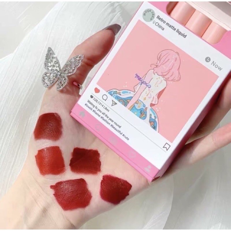 Set 5 son môi hộp hồng màu nhung lì | BigBuy360 - bigbuy360.vn