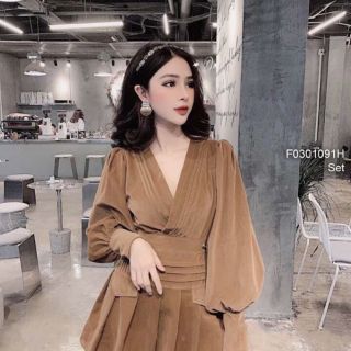 Set nhung áo cổ tim