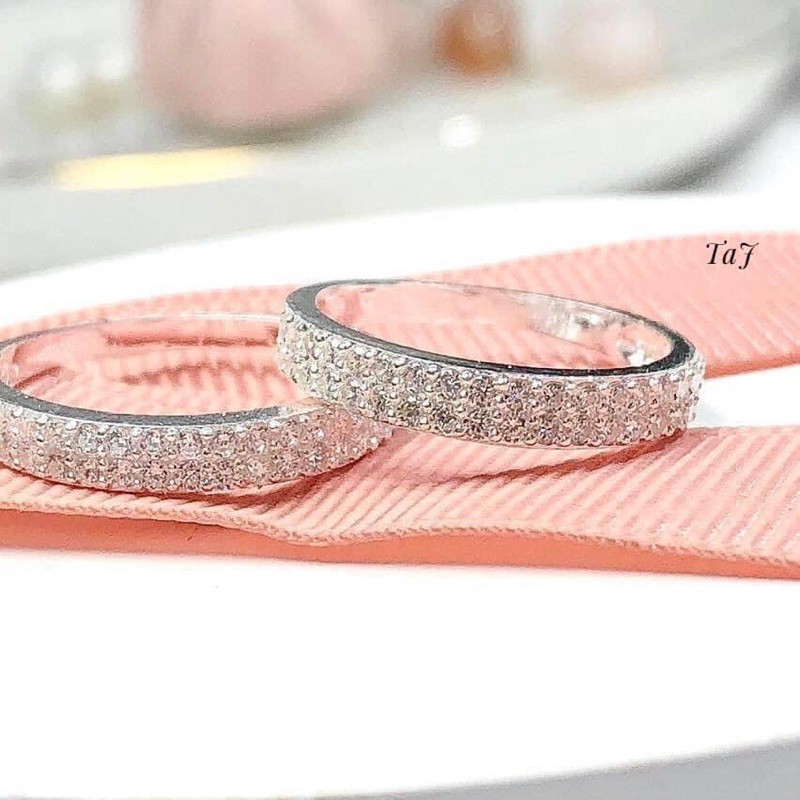 Nhẫn nữ 2 hàng đá nhỏ , hàng dầy dặn chuẩn bạc ta -THJ SILVER