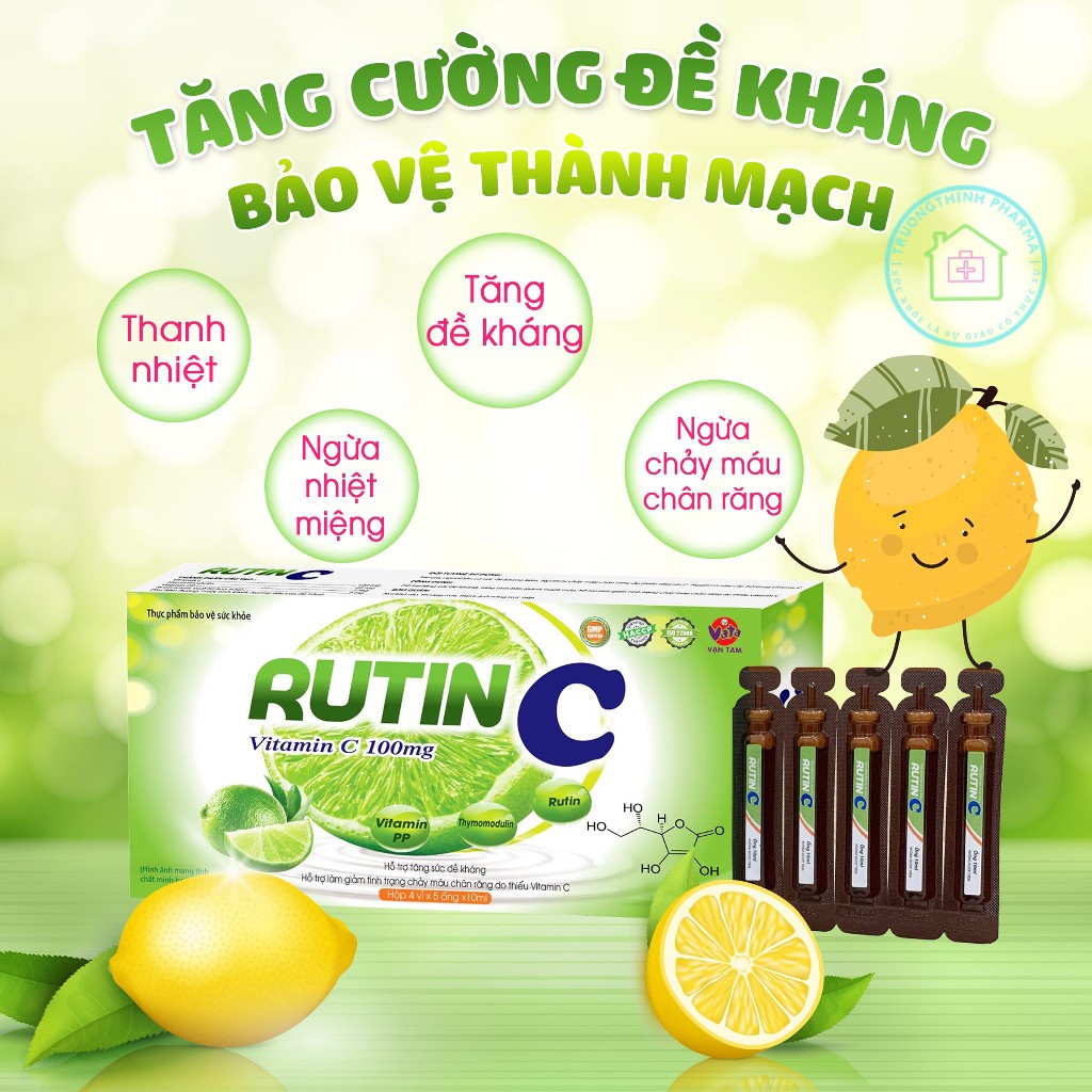 Siro Rutin C cung cấp vitamin C giúp tăng sức đề kháng hộp 20 ống