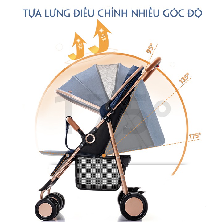 Xe đẩy cho bé 2 chiều, gấp gọn. Xe đẩy du lịch siêu nhẹ