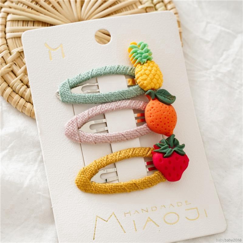 Set 3 kẹp tóc đính trái cây ngộ nghĩnh xinh xắn