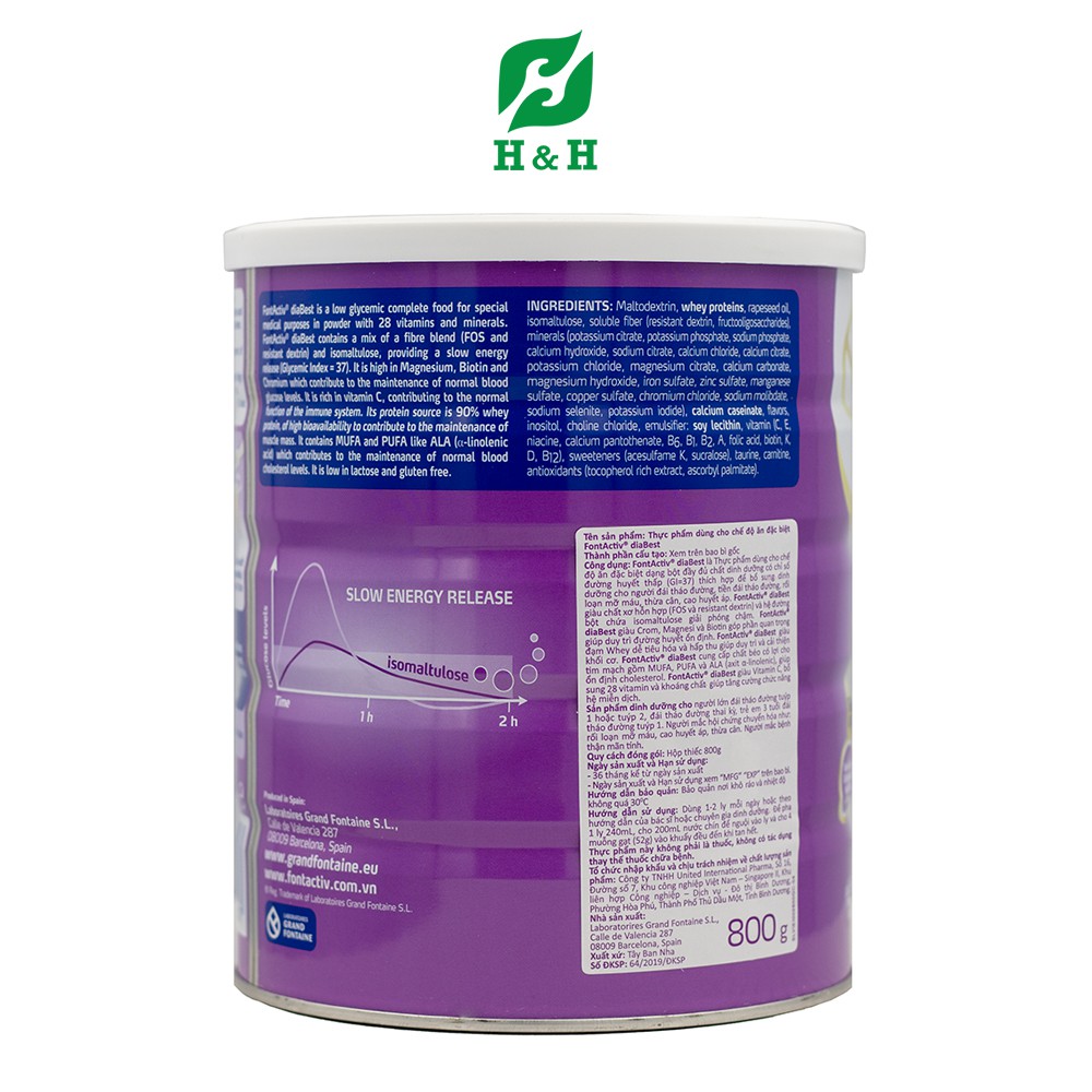 Sữa FONTACTIV DIABEST Giải pháp dinh dưỡng cho người đái tháo đường - 800g