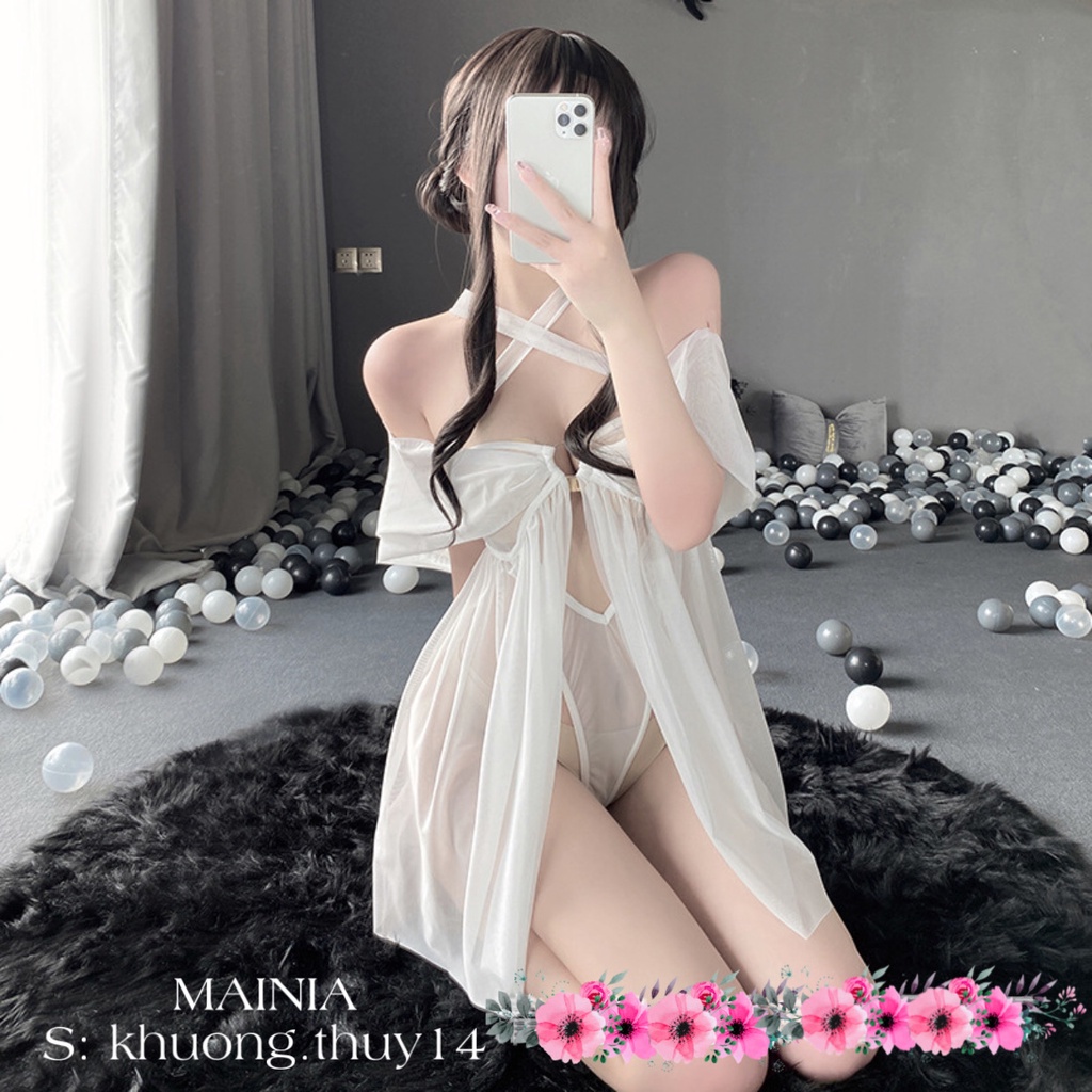 [Hàng Cao Cấp Siêu Đẹp] Đầm Ngủ Váy Ngủ Ren Chéo Cổ Khoen Ngực Siêu Đẹp Sexy Gợi Cảm Quyến Rũ Mainia Shop