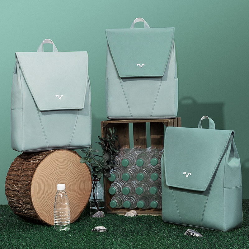 MAH YOUNG Ba lô vải tái chế trẻ trung Phong cách Hàn Quốc