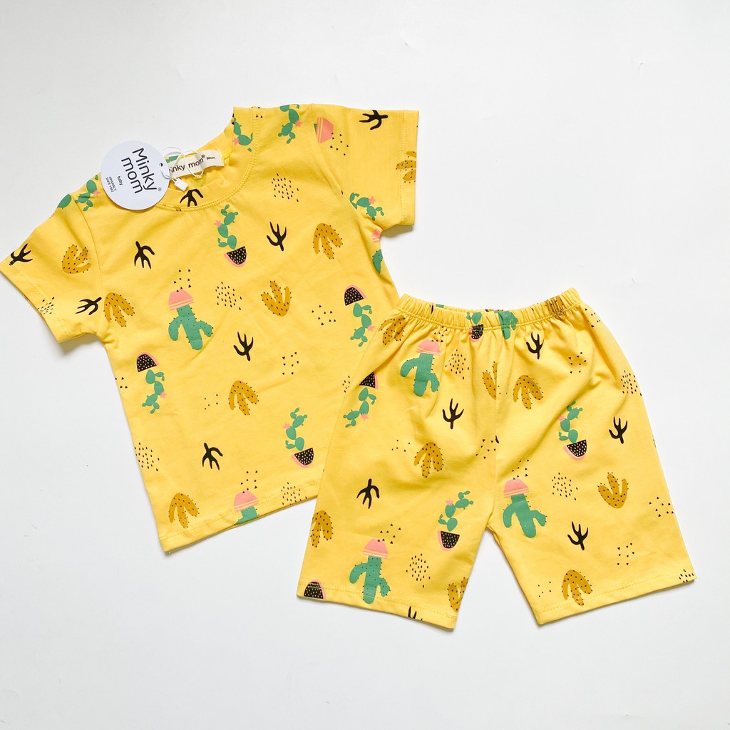 Bộ Ngắn Tay MINKY MOM COTTON 100% In Họa Tiết Nhỏ Toàn Thân TN-IN36