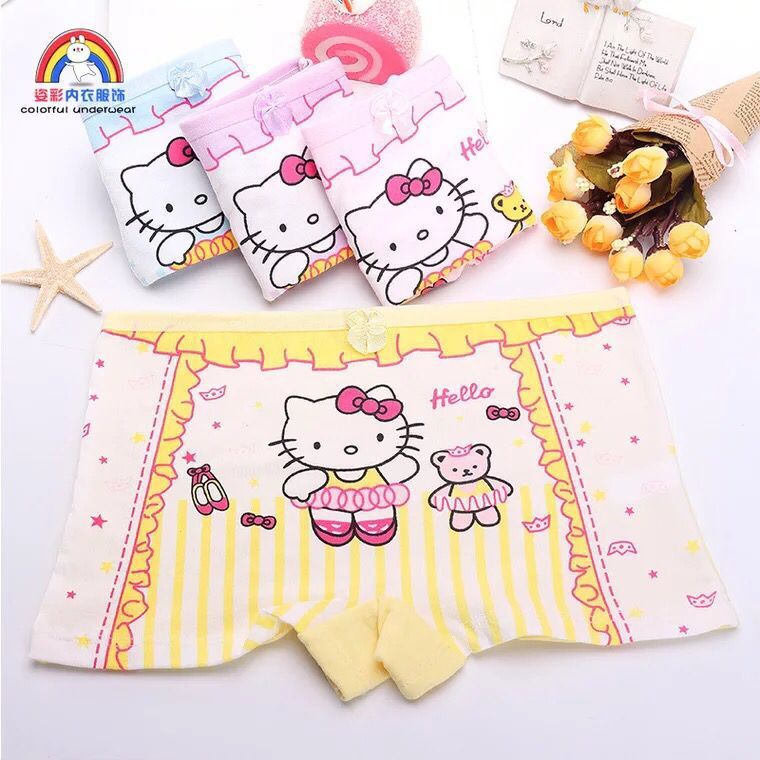 Set 4 quần lót đùi bé gái Hello Kitty Chất cotton mềm mịn size từ 10-28kg