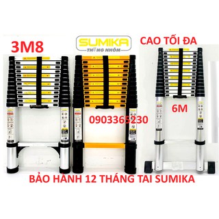 Thang nhôm rút xếp đơn cao cấp SUMIKA cao tối đa 6m
