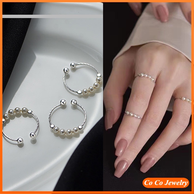 Nhẫn Hở Đính Ngọc Trai Đơn Giản Thời Trang