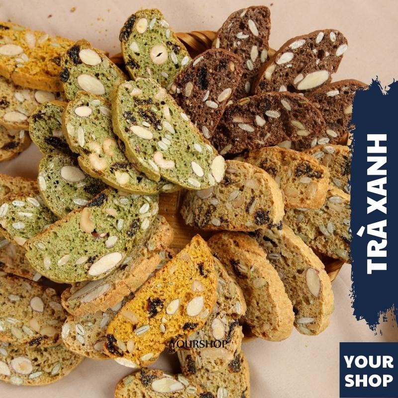 BISCOTTI Nguyên Cám VỊ Matcha Trà Xanh by Yourshop Bánh Ngũ Cốc Nướng Ăn Kiêng