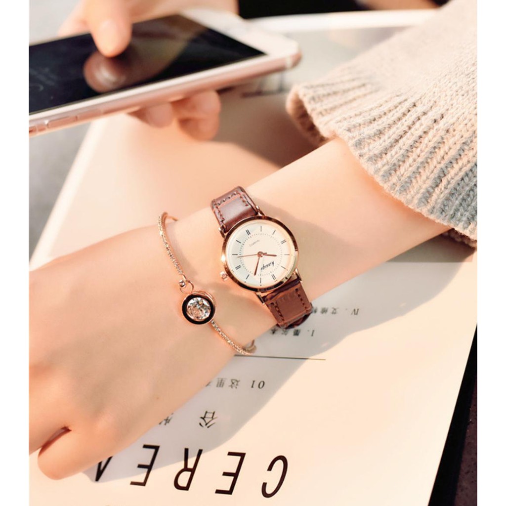 [CỰC ĐẸP] ĐỒNG HỒ NỮ DÂY DA KASIQI MẶT TRÒN KIM CƯƠNG LA MÃ THỜI TRANG | BigBuy360 - bigbuy360.vn