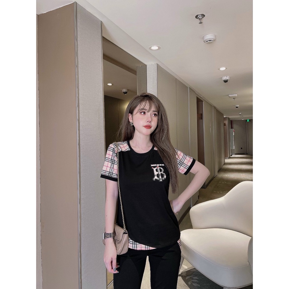 Đồ bộ nữ dễ thương quần ngố ANVI, Set thun lửng màu đen phối caro cotton co giãn 4 size thời trang từ 45kg đến 70kg
