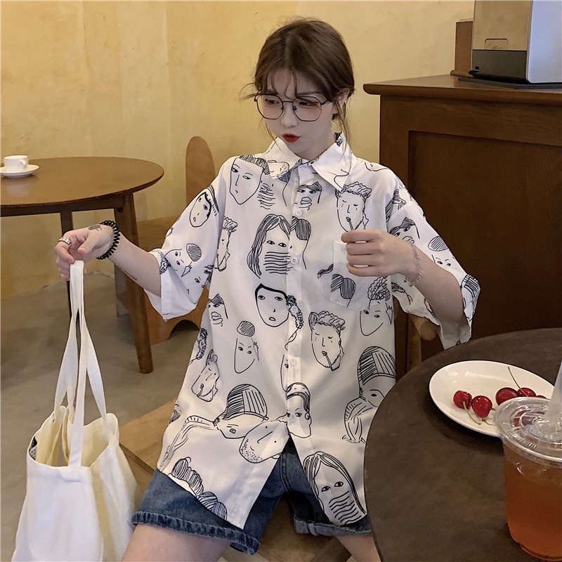 NRVP Áo Sơ Mi Dáng Rộng Thời Trang Hàn Quốc Cá Tính Cho Nữ