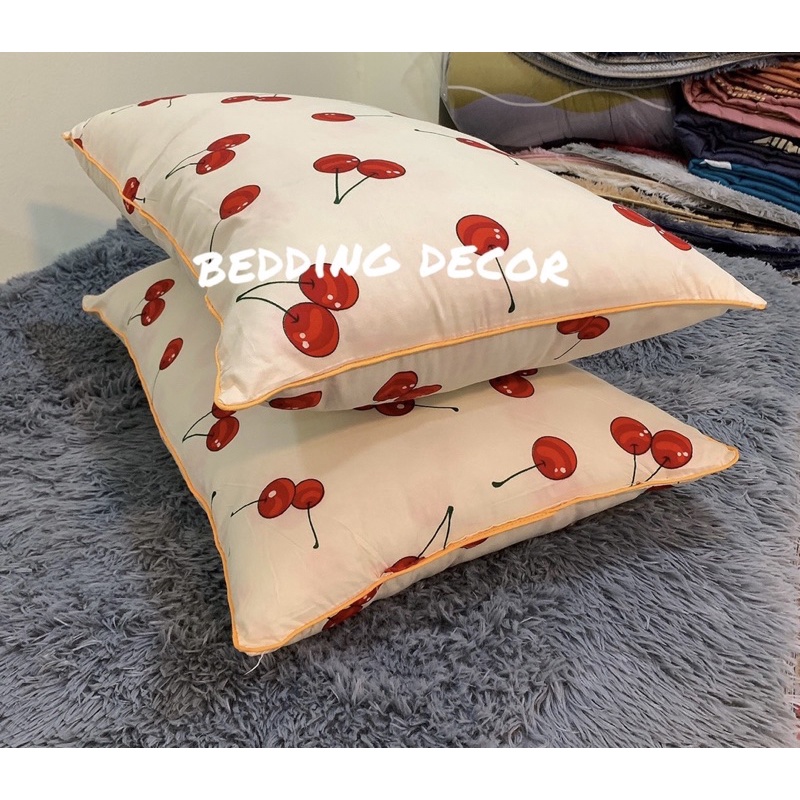 Ruột gối nằm bông sơ tinh khiết kích thước 40-65cm hoạ tiết Cherry Đỏ