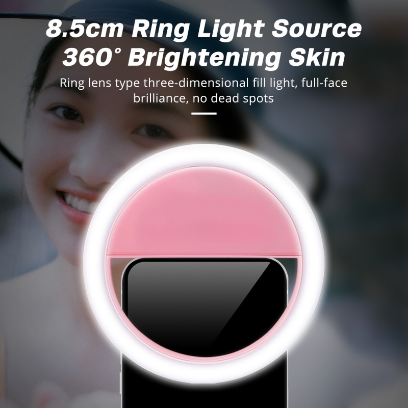 Đèn led FONKEN 3 chế độ tùy chỉnh chụp ảnh Selfie cổng USB hình tròn kết nối điện thoại có thể dùng trang điểm