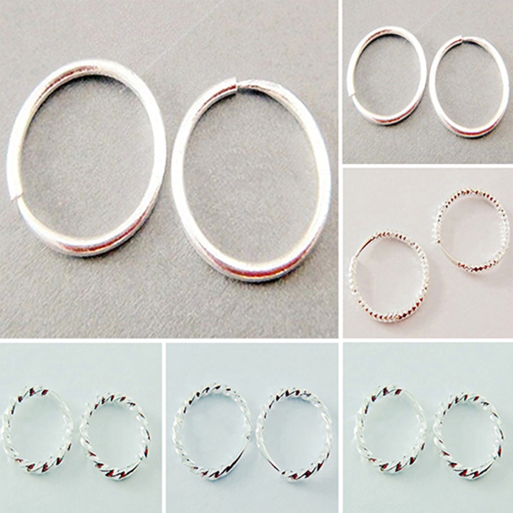 Đôi hoa tai tròn mịn vân sóng nhỏ / lớn thiết kế đơn giản thời trang cho nữ