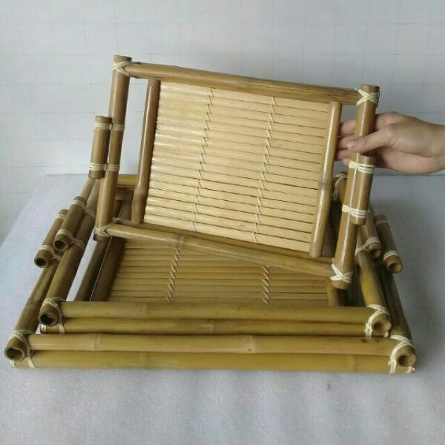 Khay tre đựng ấm chén