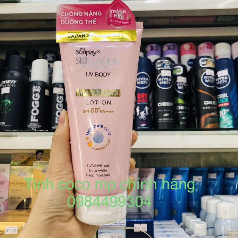 Kem chống nắng toàn thân,dưỡng thể trắng mịn Sunplay Skin Aqua UV Body Whitening Lotion Spf 50+ PA++++ 150g