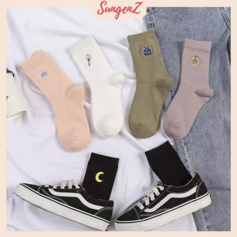 Tất nữ vớ họa tiết Hàn Quốc hình mèo mặt trăng P41