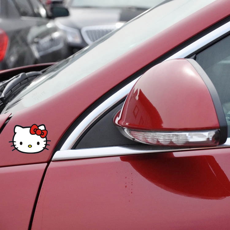 Bộ 4 sticker dán DIY trang trí xe hơi hình mèo hello kitty xinh xắn