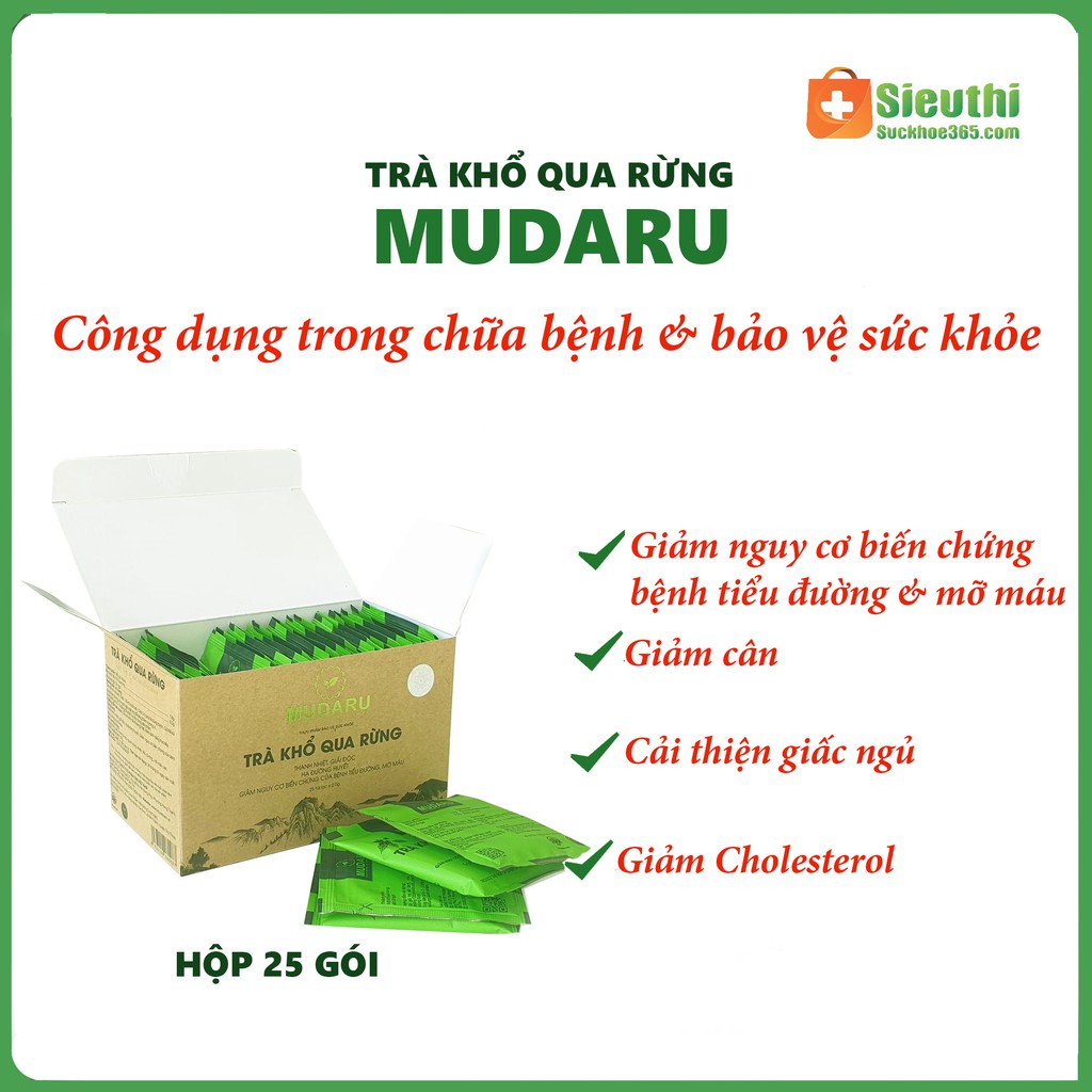 Trà Khổ Qua Rừng Mudaru- Thanh Nhiệt, Mát Gan Hỗ Trợ Bệnh Tiểu Đường Hộp 25 Túi Lọc Siêu Thị Sức Khoẻ 365