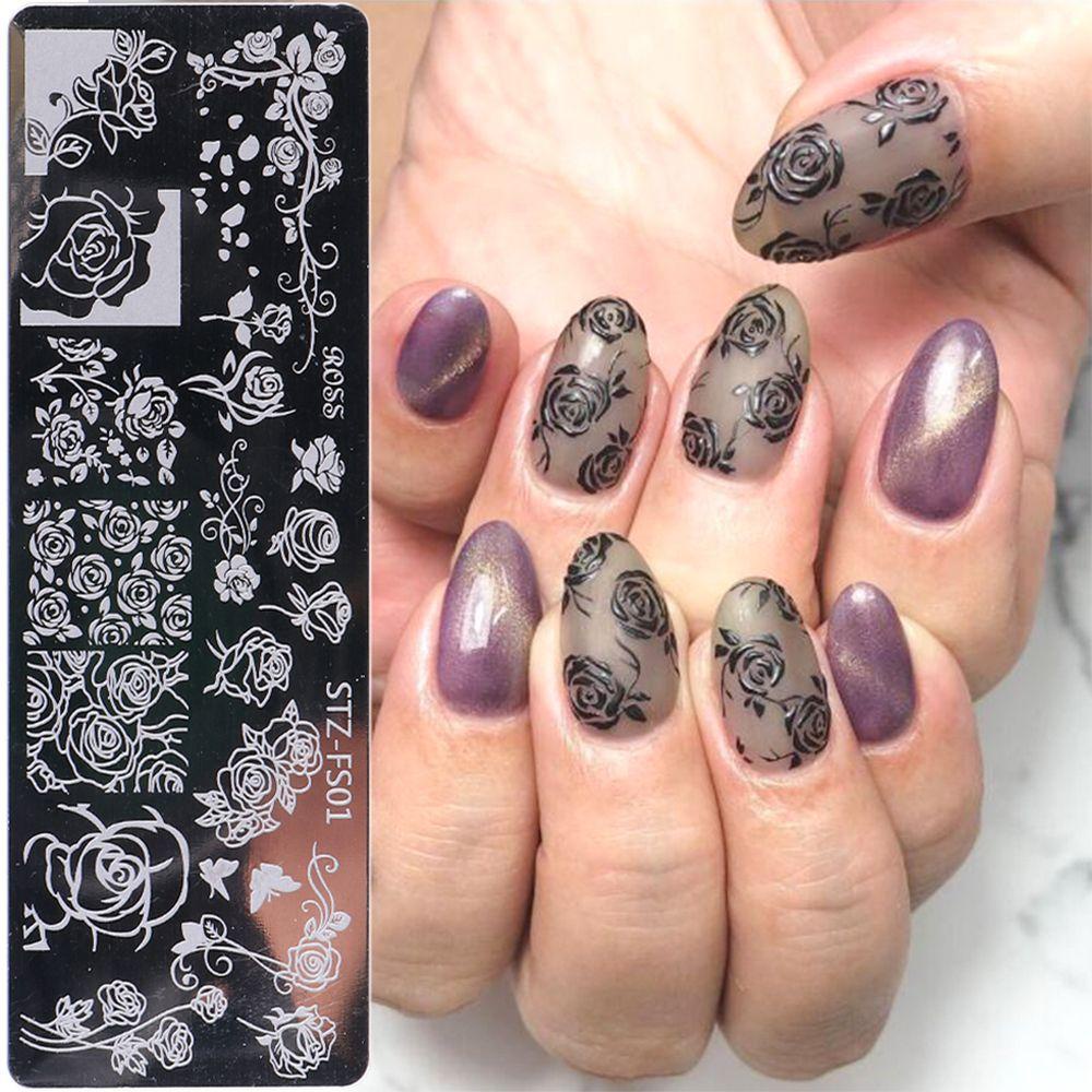 Khuôn Trang Trí Móng Tay Nghệ Thuật Họa Tiết Hoa Hình Học Độc Đáo