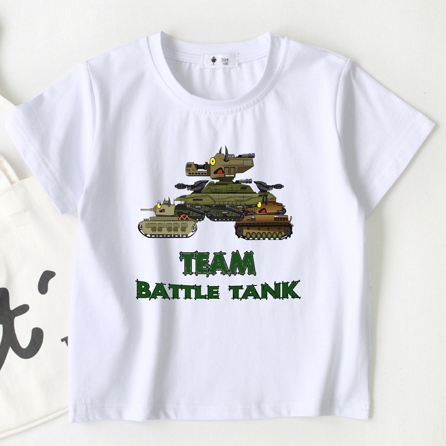 Áo thun bé trai và bé gái in hình Xe Tăng dễ thương, Áo cotton xịn mặc mát thoải mái hình NTShirt