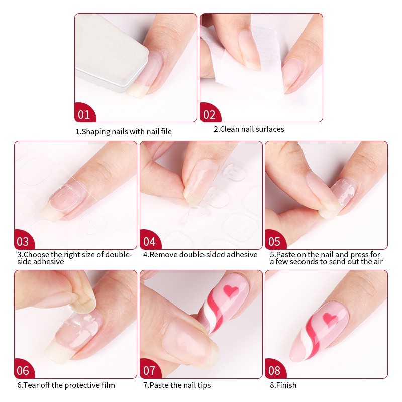Set 24 miếng dán móng giả trong suốt 2 mặt tiện dụng